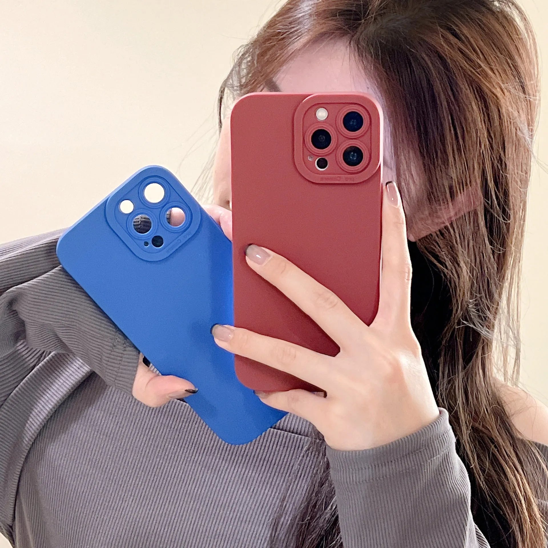 Solid matte silicone phone case for iPhone with frosted finish, available in multiple colours