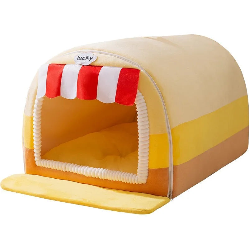 Autumn winter large dog painted sponge pet bed in rock yellow lucky colour
