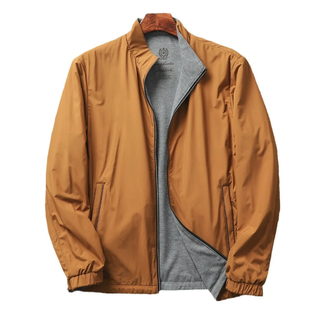 Men's stand collar casual jacket in polyester-cotton blend fabric available in multiple colours and sizes