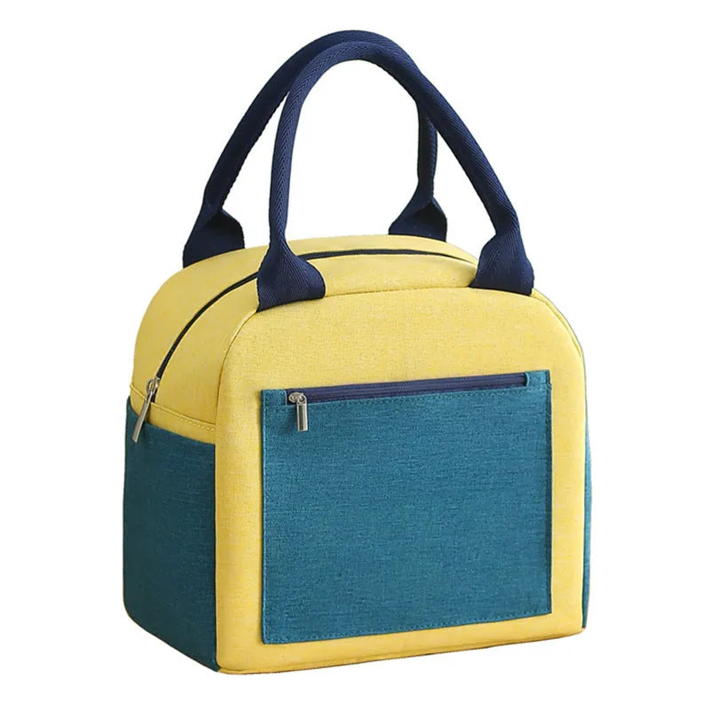 Oxford cloth insulated lunch bag with aluminium foil lining, colour matching options, blue, pink, green beige, yellow green, modern simplicity