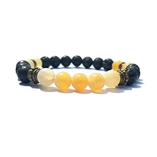 Alloy volcano white turquoise natural stone bracelet with adjustable cord on neutral background