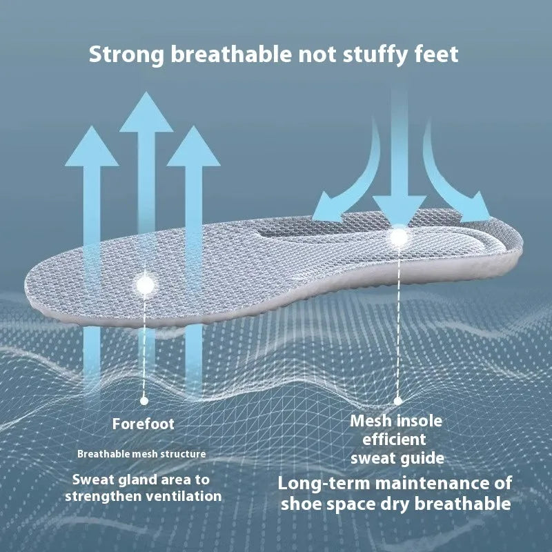 Breathable grey, black, and orange PU sports insoles designed to be cut to fit shoe sizes UK 35 to 46.