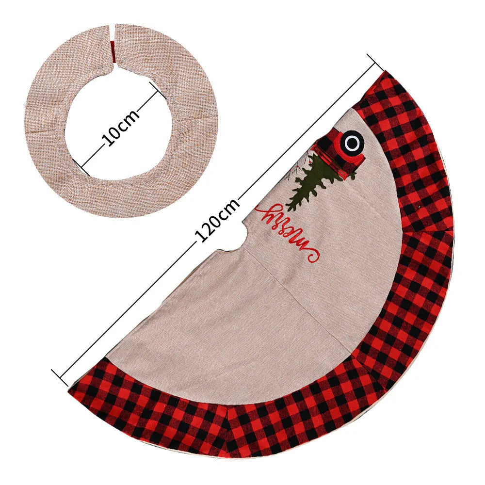 Round imitated linen Christmas tree skirt in shown colour, 120cm diameter, with stitched edge