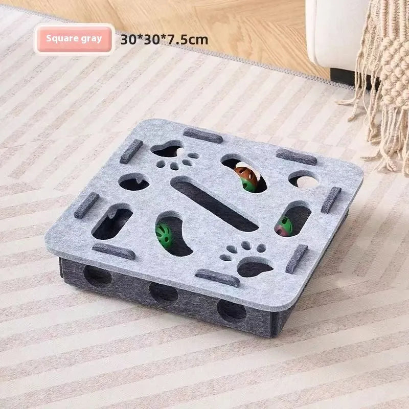 Rectangular felt cat scratching box with hole for claw maintenance in three colour options