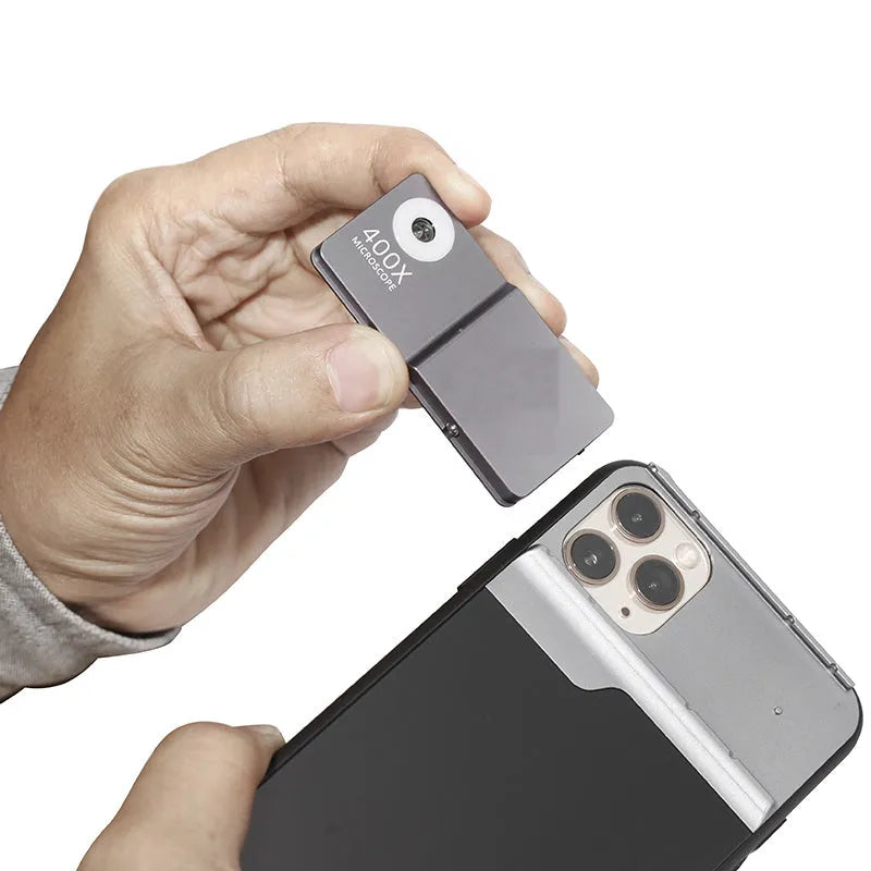 Black silver aluminium alloy TPU mobile phone microscope lens 400X HD for iPhone 12 Pro Max