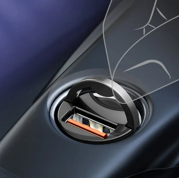Baseus electro-optical grey 30W single USB car charger with 1 metre cable