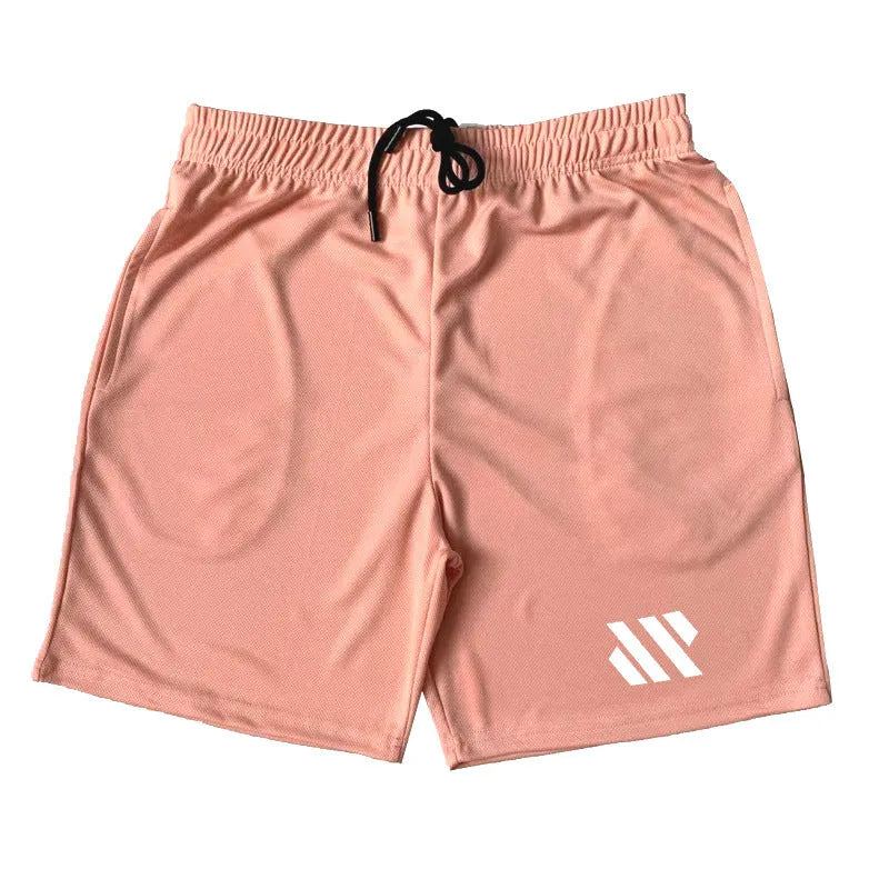 Man's loose-fit metal silk sports shorts in blue, shown flat, suitable for summer running and athletics.