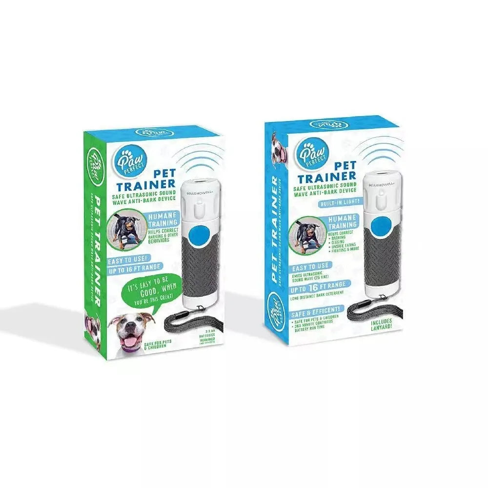 White handheld ultrasonic dog bark control trainer device with compact design