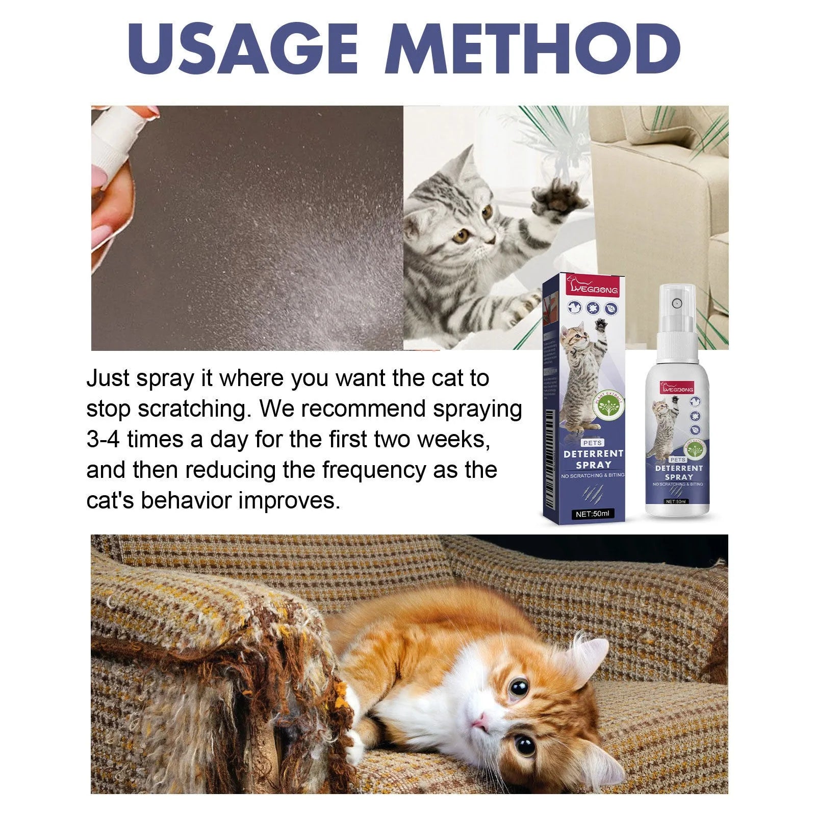 50ml boxed pet anti-scratch training spray for dogs and cats deterring scratching on door and sofa