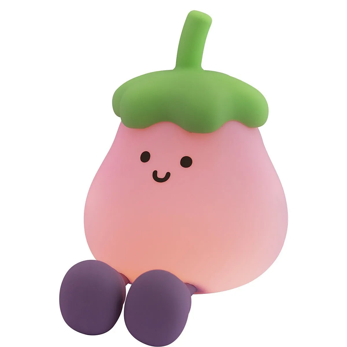 Cartoon eggplant night lamp with soft yellow light and rechargeable battery, 1200mAh