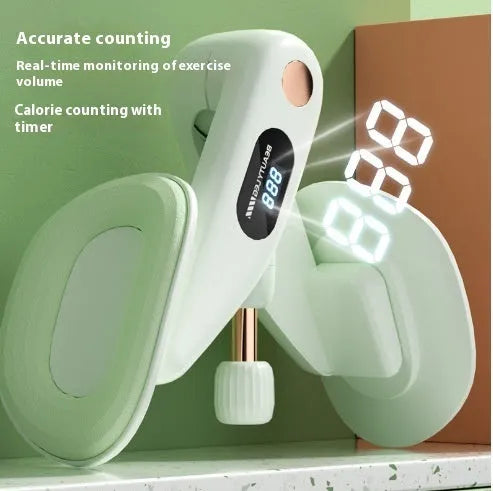 Grey pelvic floor muscle trainer with built-in counter display for rehabilitation exercises