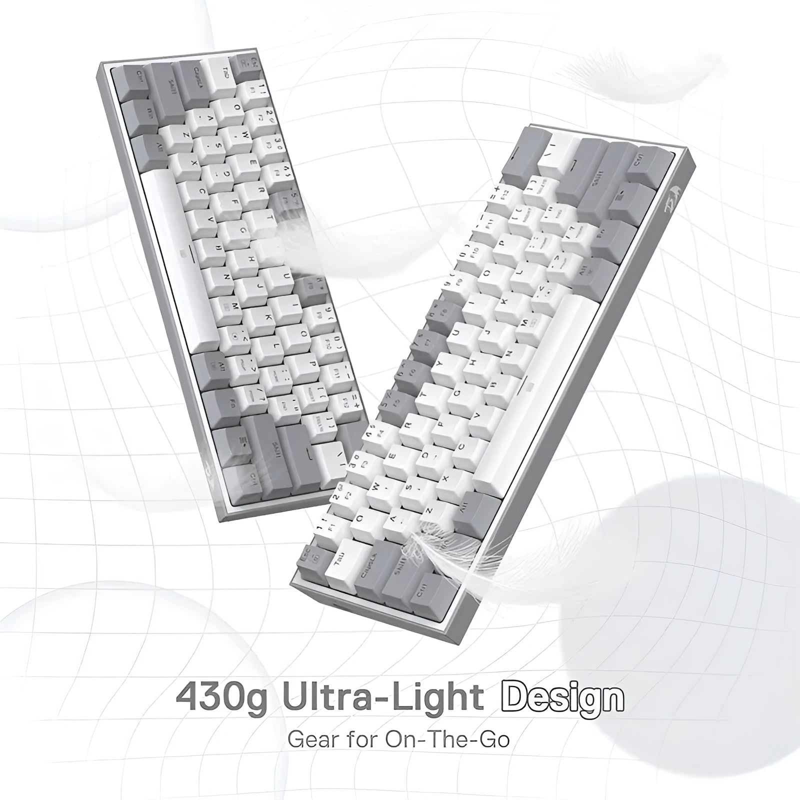 K617 RGB backlit mechanical keyboard with dual-colour keycaps in white and pink.