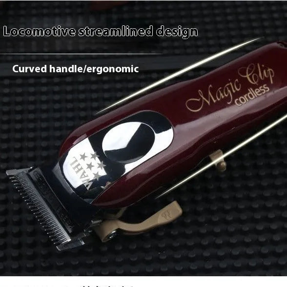 Hair clipper with stainless steel cutter head and UK, US, EU plug adapters for adults and children