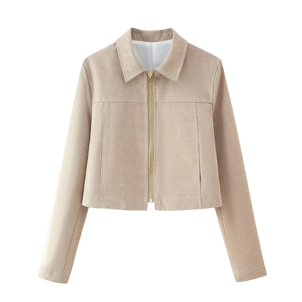 Women's herringbone pattern suit set with jacket and straight-leg trousers