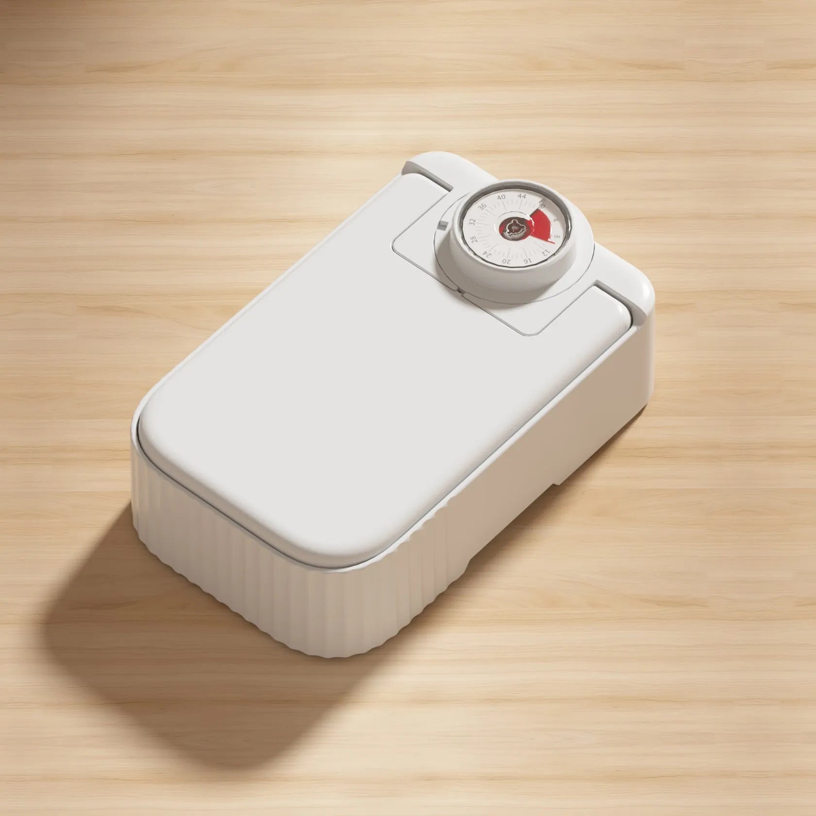White pet single meal feeder with digital timer display and ice crystal box underneath for 48-hour freshness