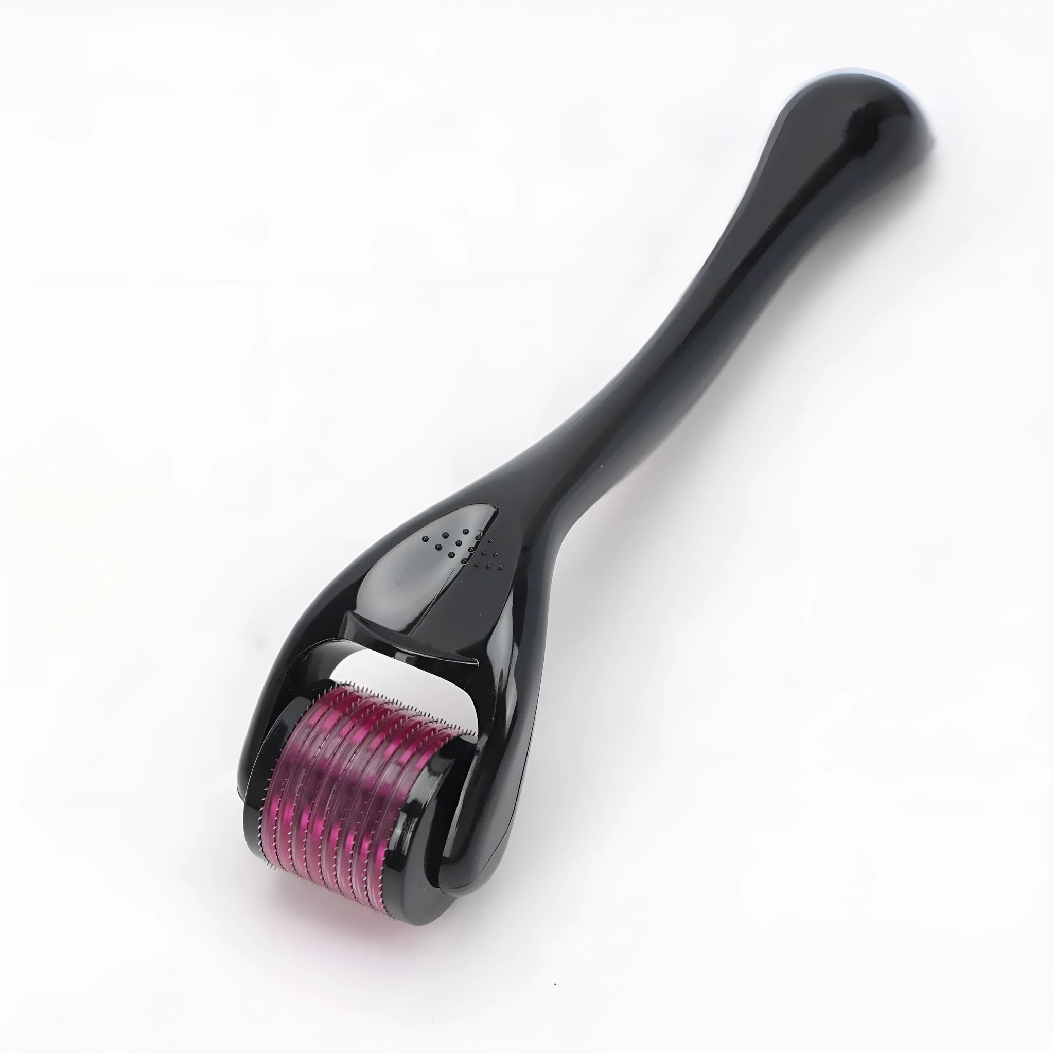 540 needle derma roller with black handle and coloured wheel, showing 0.25mm 0.3mm size options for micro-needling.