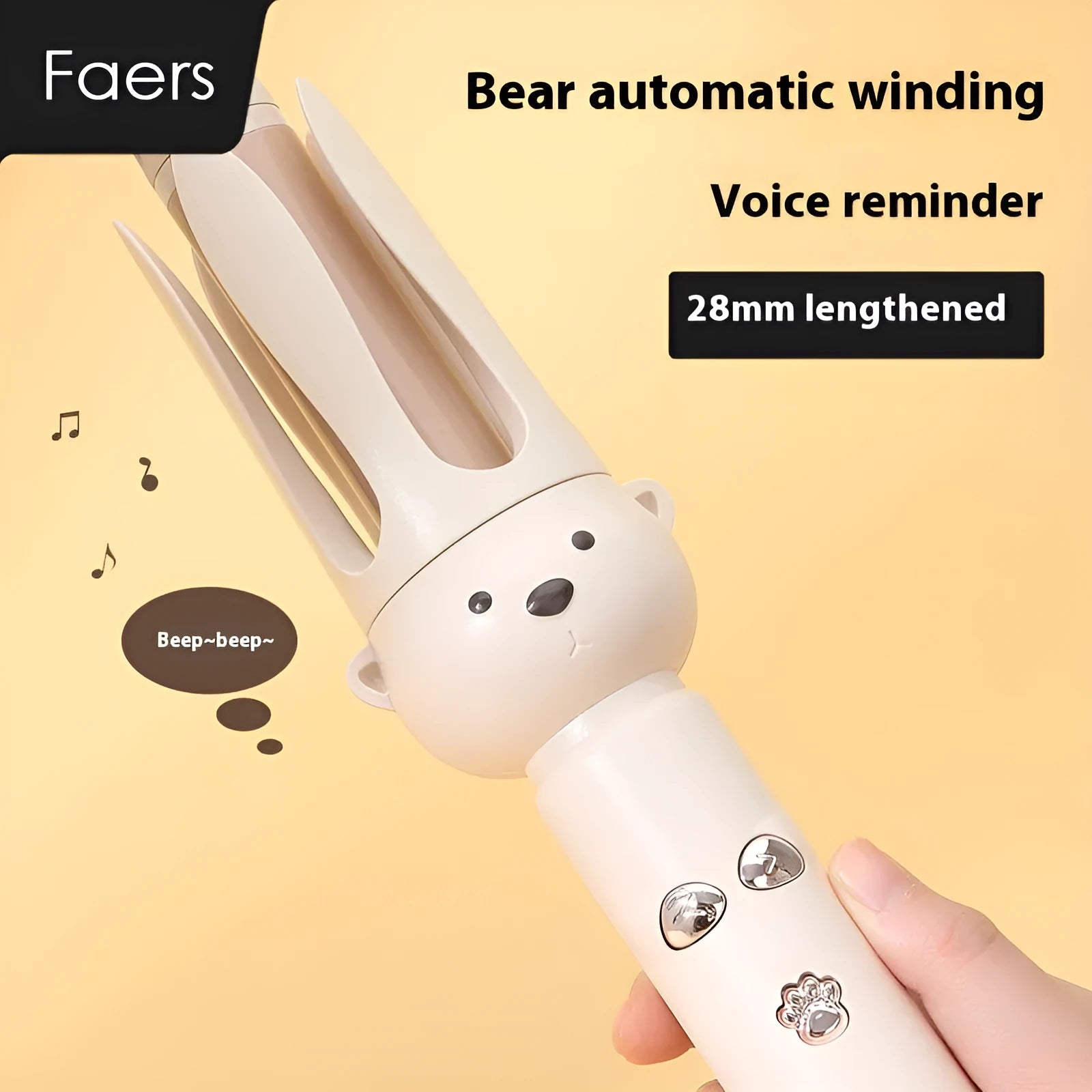 Beige FS-H208 automatic hair curler with negative ion feature and wired power supply for styling