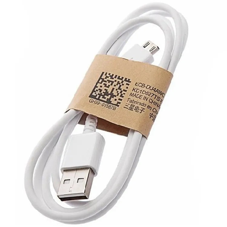 Black and white Android micro USB data cables with 1 metre length for smartphone charging and data transfer