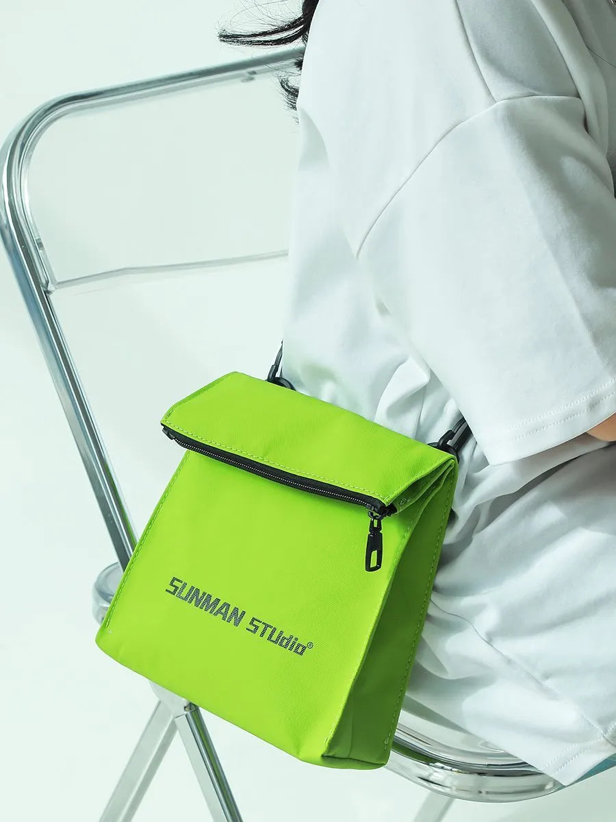 Simple all-match messenger bag design backpack in polyester with Oxford fabric lining, sewing line detail, available in multiple colours