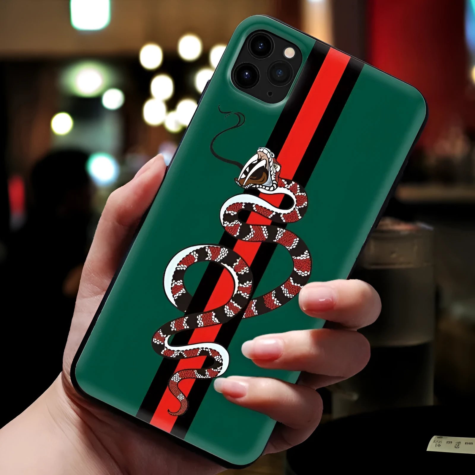 Frosted soft silicone TPU phone case with UV-printed snake cartoon design for iPhone