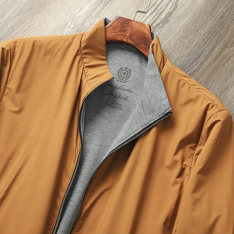 Men's stand collar casual jacket in polyester-cotton blend fabric available in multiple colours and sizes