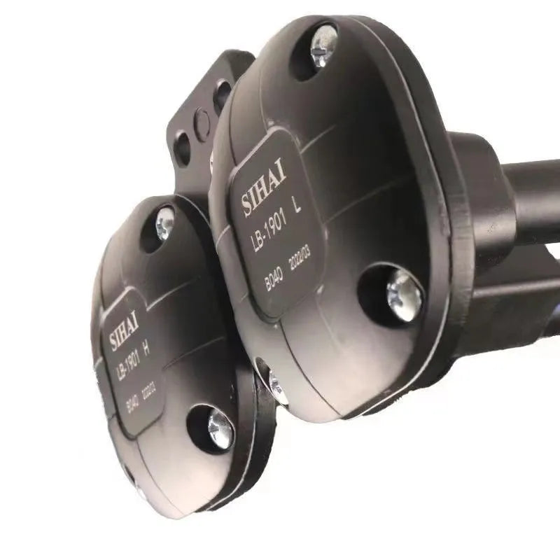 Black 300DB dual trumpet super loud air horn kit for 12V and 24V vehicles