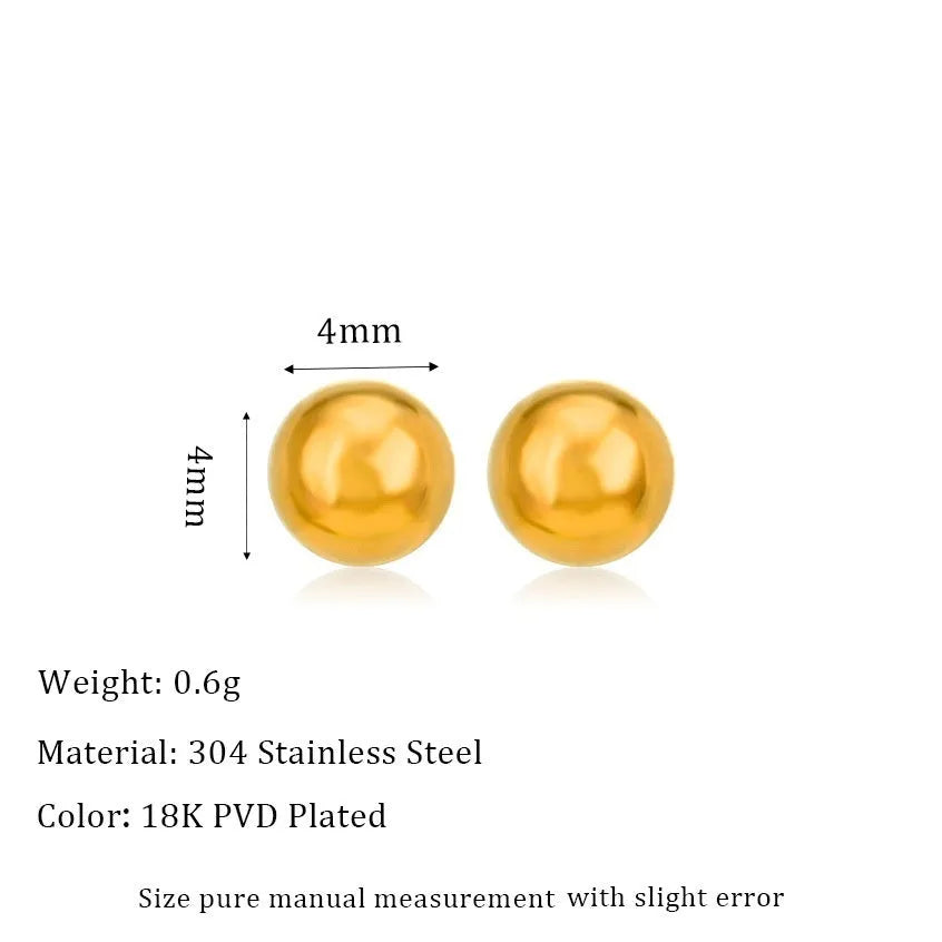 Stainless steel ball stud earrings geometric minimalist design multiple sizes