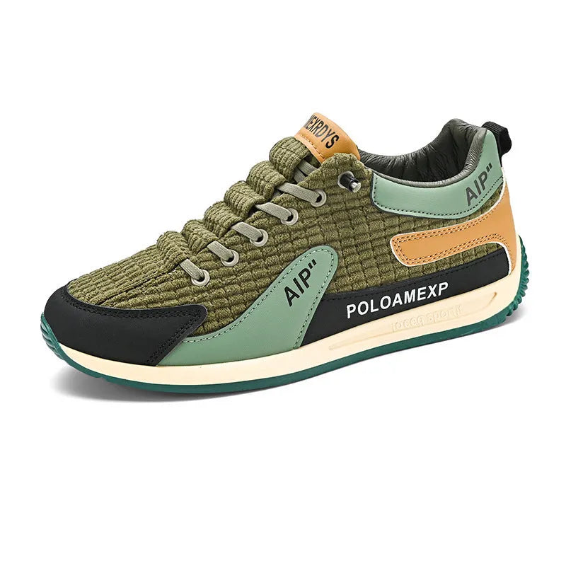 Men's grey mesh running shoes with lace-up design and round toe