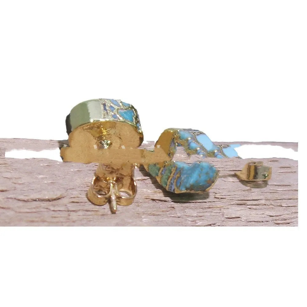 Natural stone bohemian stud earrings, handmade irregular shape, colour ER1031, unisex simple style