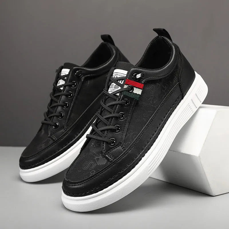 Black men's high-top canvas sneakers with PU upper and PVC sole on a plain background
