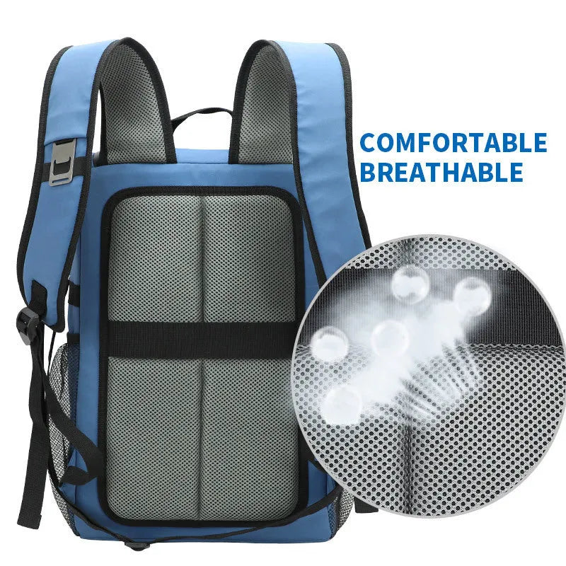 Breathable insulated backpack with bottle opener and 20L capacity in black