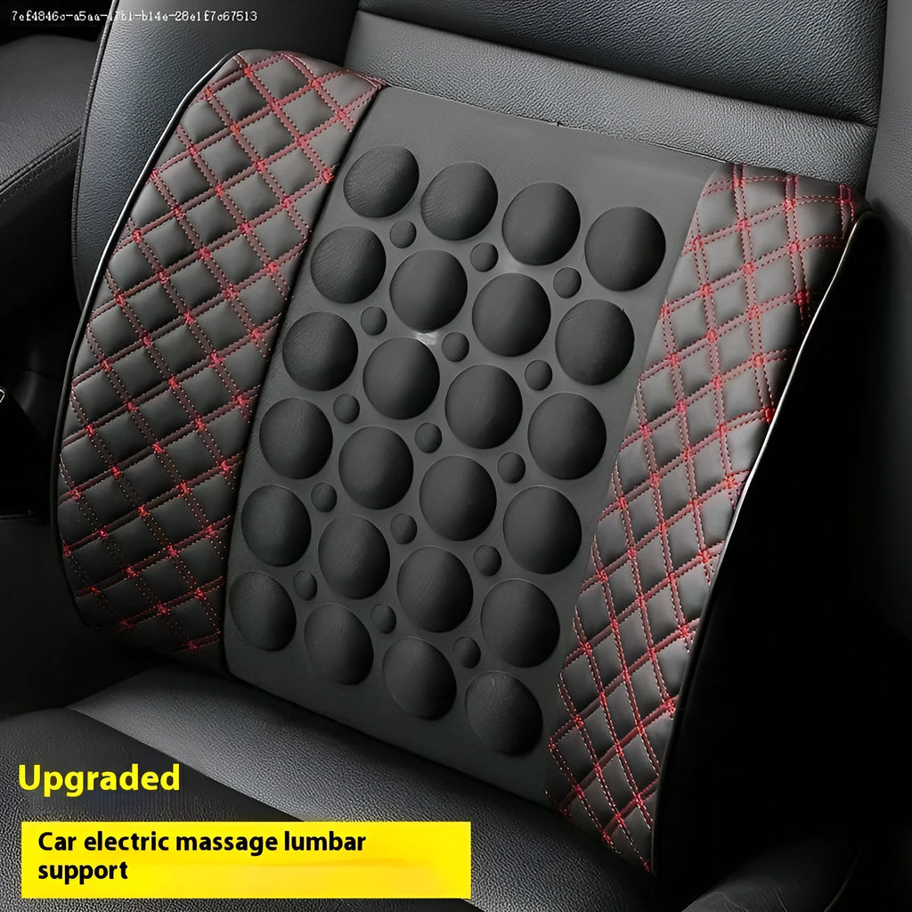 Car Electric Massage Lumbar Support Pillow Interior Decoration PU Leather with Latex Filler Four Seasons Universal Black Ribbon Red Line or Black White Line Red Wine Headrest Pair Bag Single Bag Options