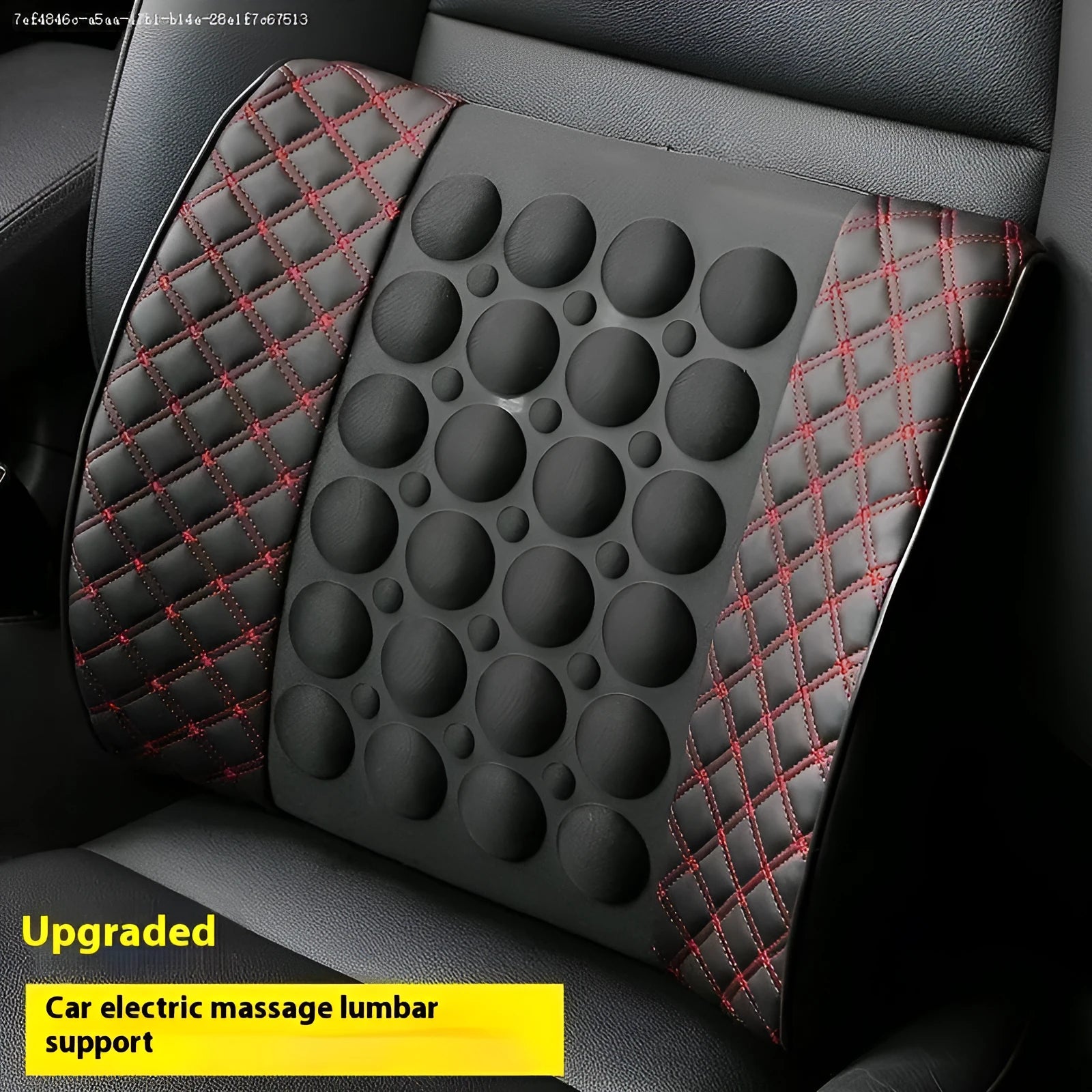 Car Electric Massage Lumbar Support Pillow Interior Decoration PU Leather with Latex Filler Four Seasons Universal Black Ribbon Red Line or Black White Line Red Wine Headrest Pair Bag Single Bag Options