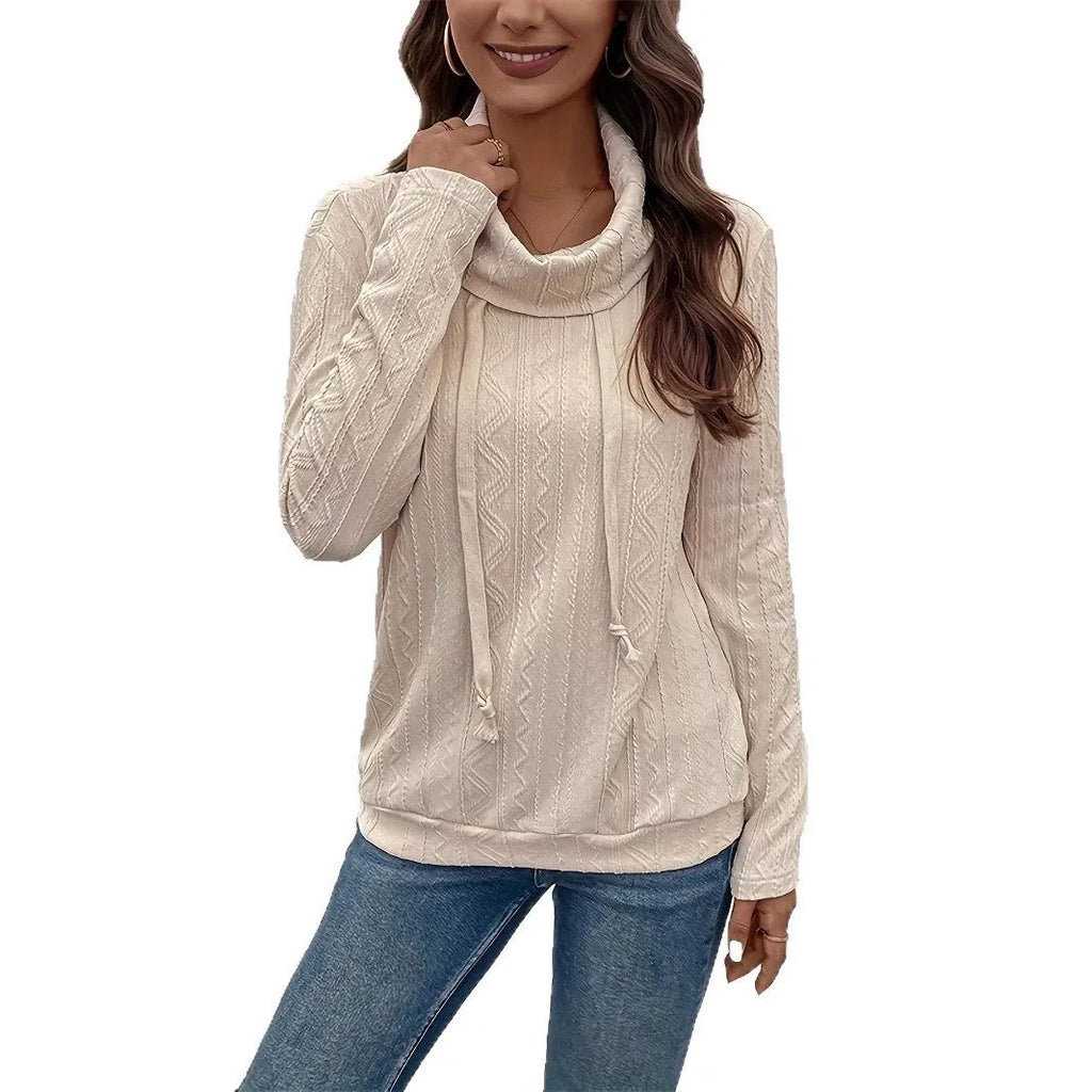 Apricot coloured men's hooded pullover sweater with long sleeves on a white background.