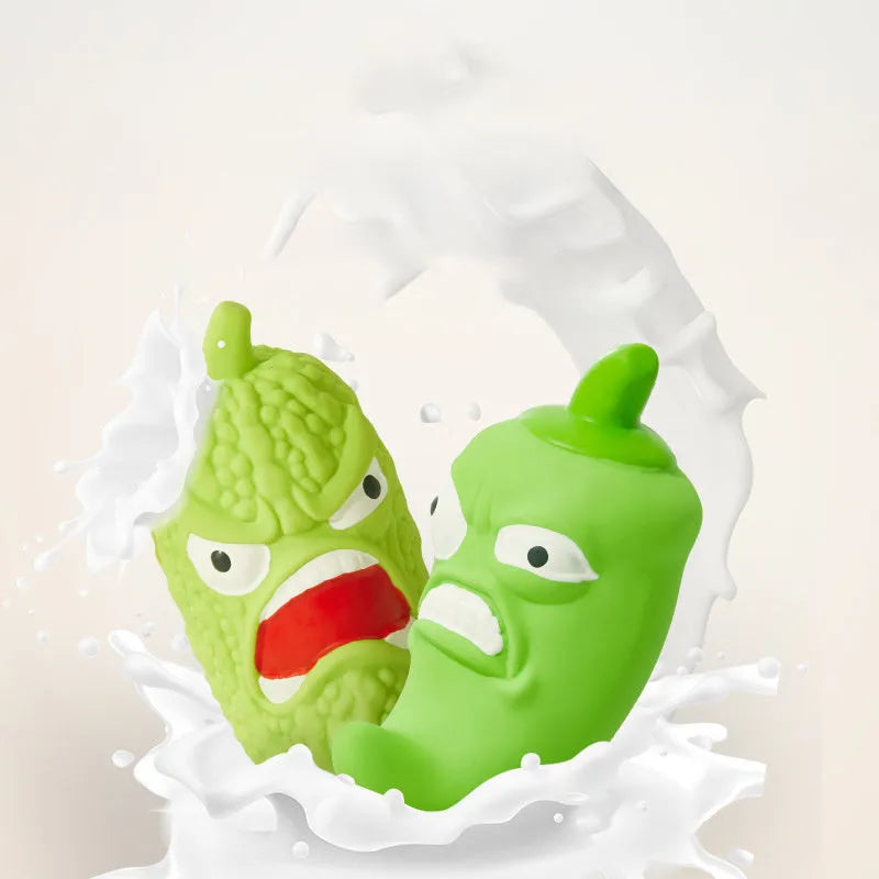 Bitter melon and chilli shaped dog toys with sound for chewing, tooth cleaning and boredom relief