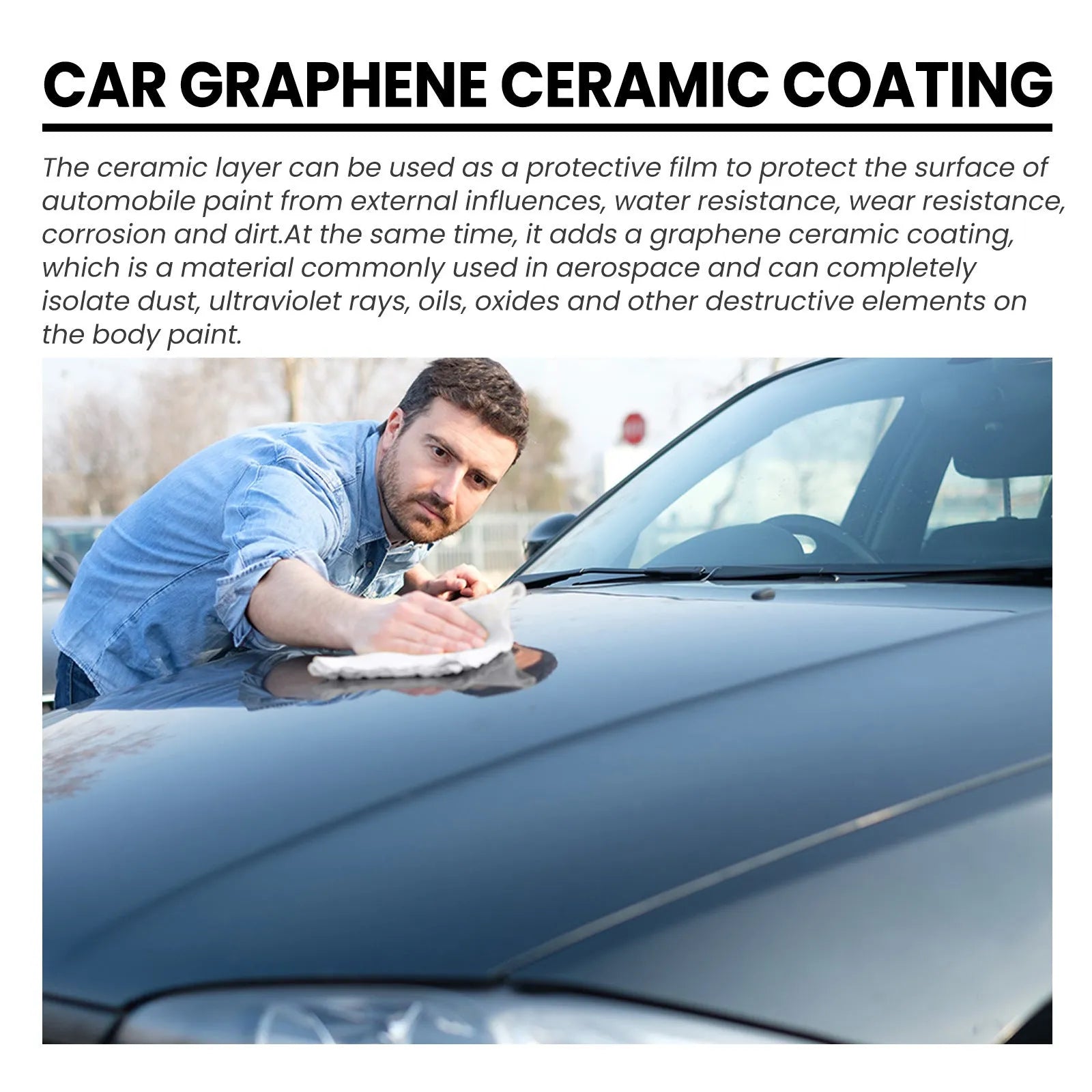 Automotive graphene ceramic coating 70ml kit with sponge, towel, gloves, and two coating cloths for car paint protection