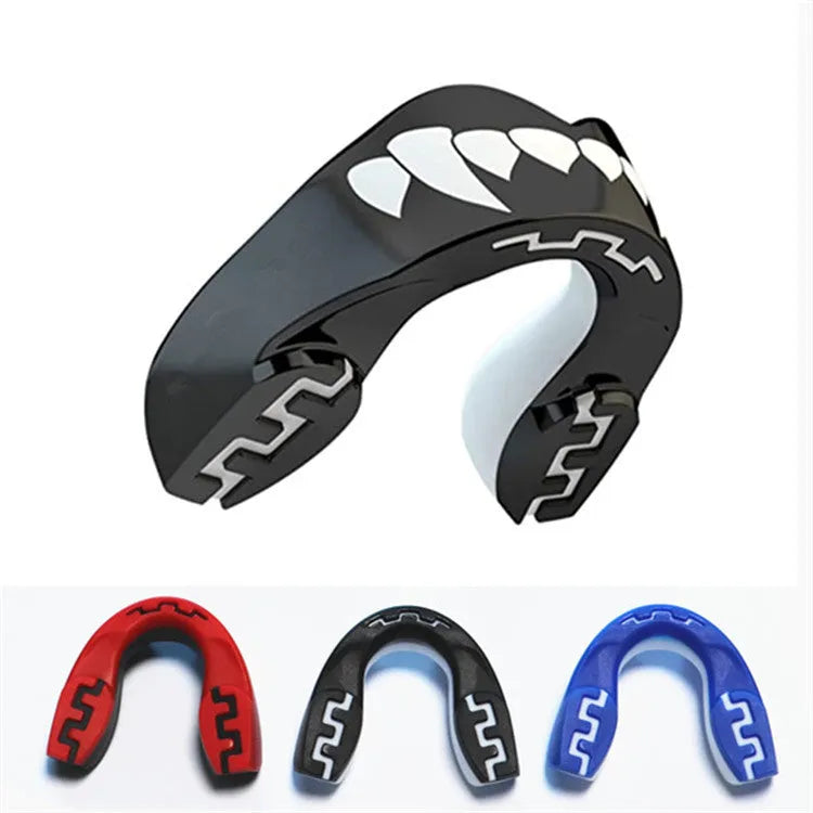 Adult boxing mouthguard with tooth socket free design in three colour options for martial arts protection