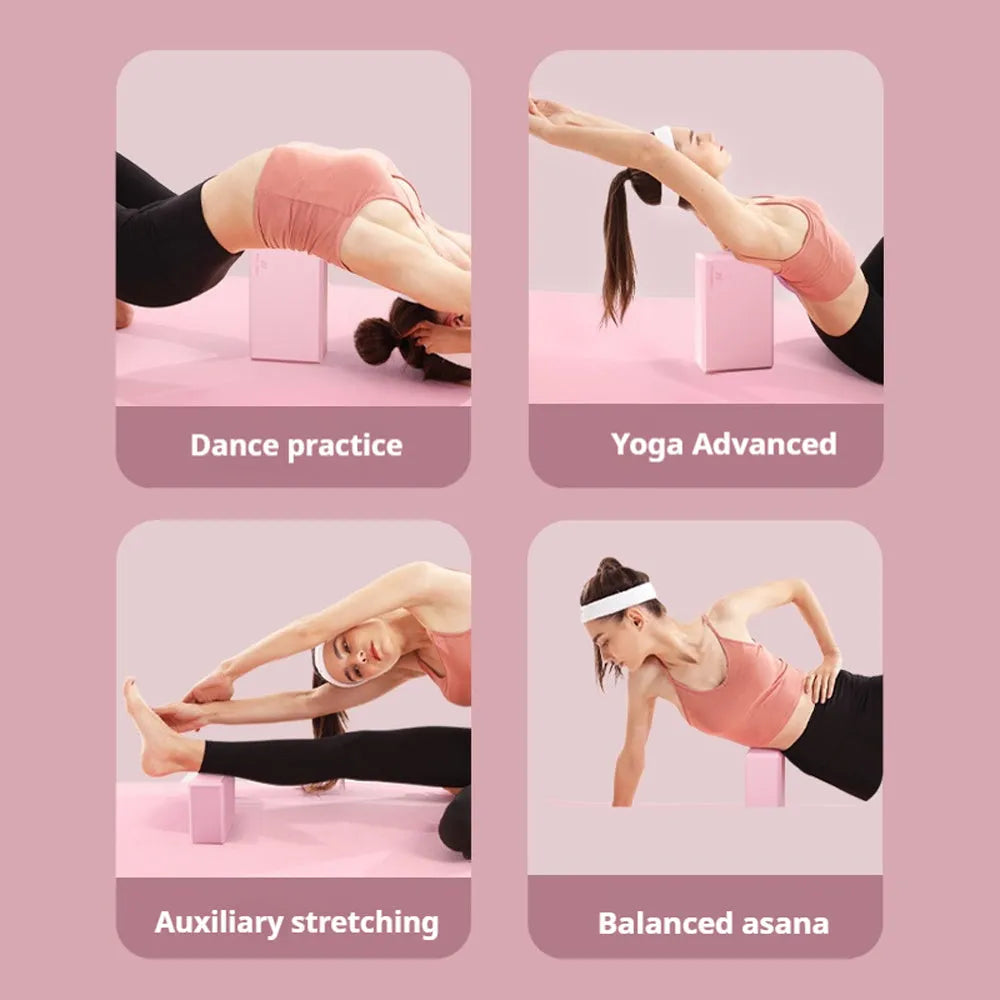 High density EVA foam yoga block with hexagonal facets and ridges in solid colour for pilates
