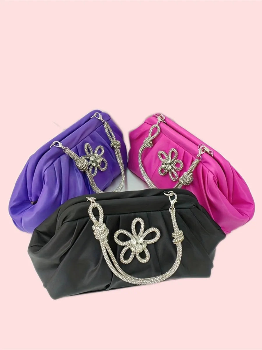 Women's soft polyester crossbody messenger bag in shell shape with chain details and document compartment