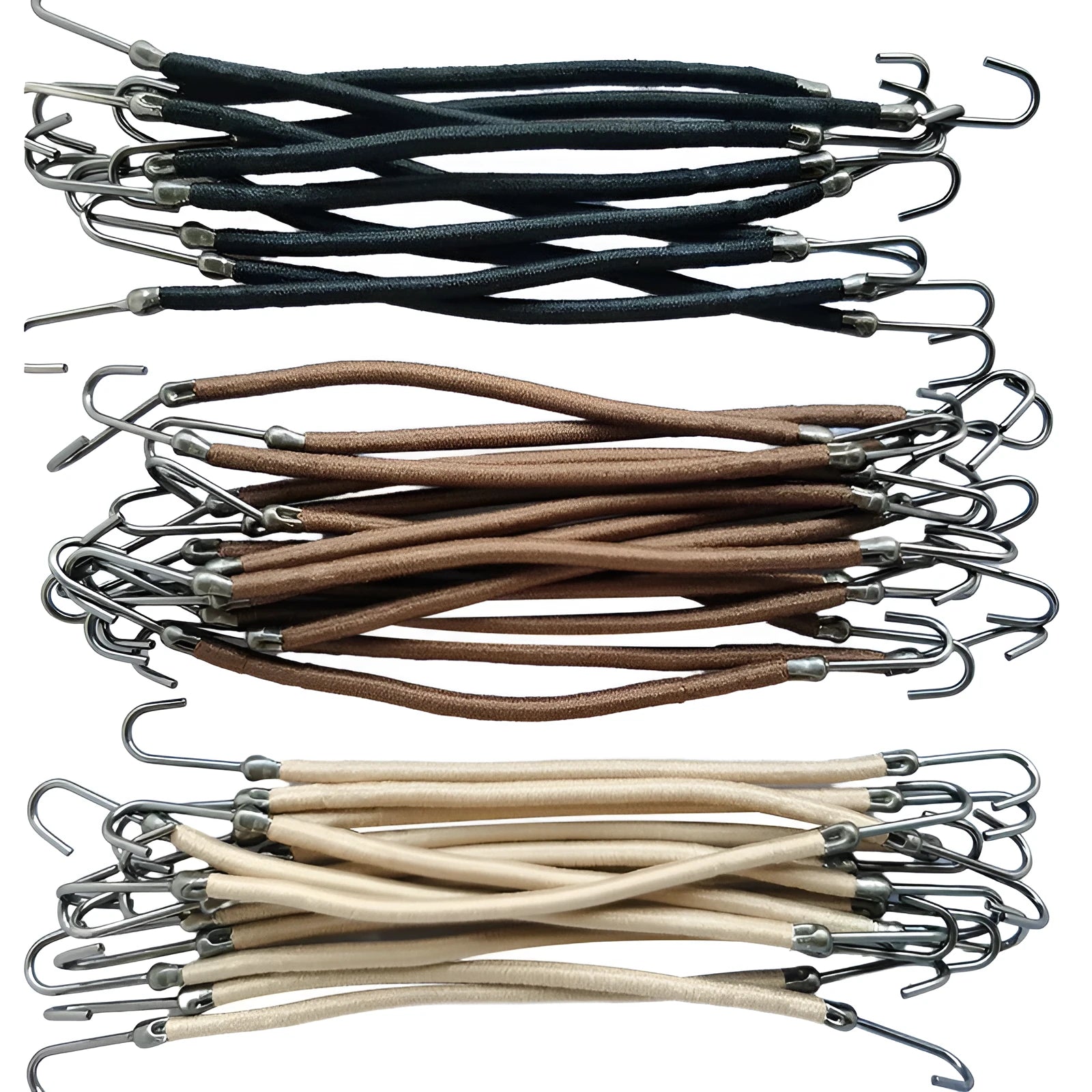 Metal double hook wig tool in black, dark brown or light brown colour