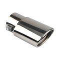 Stainless steel car exhaust tailpipe modification part, 140cm length, showing baked blue and bright silver finish options