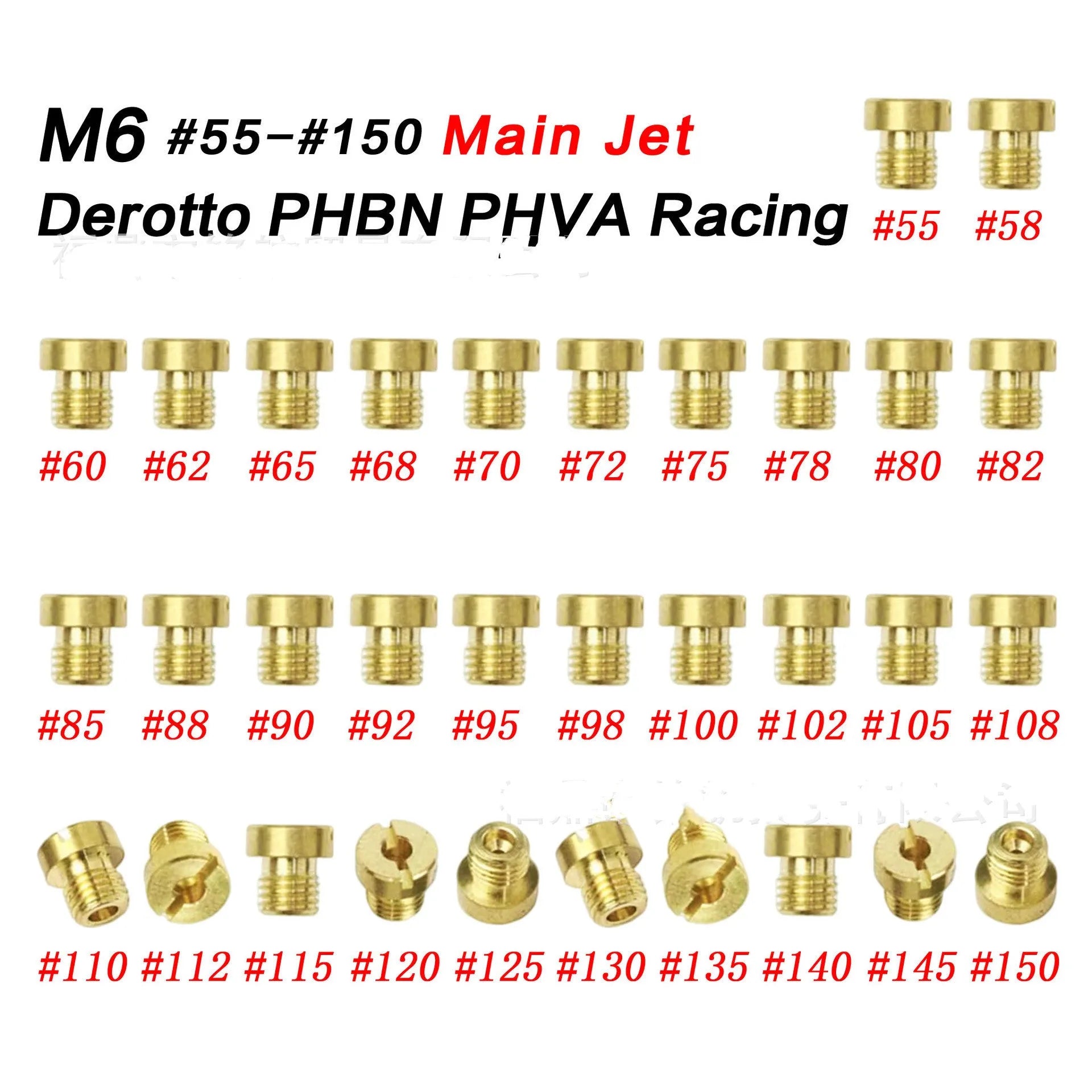 M6 carburettor nozzle main measuring hole size 55-150 for Derotto PHBN PHVA single jet