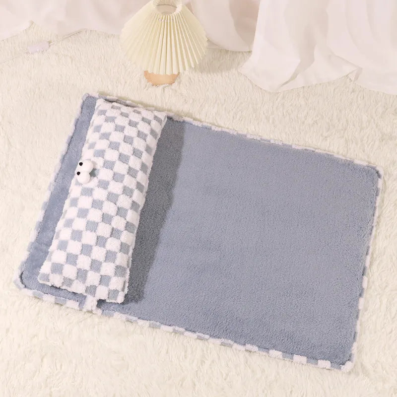 Gray cat nest mat with cushion for all-season kennel use, available in S M L XL sizes
