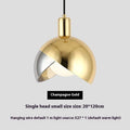 Simple 20cm iron droplight with golden stitching in champagne gold warm LED finish