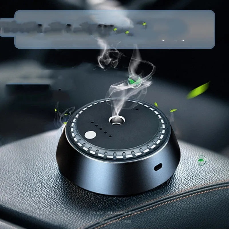 Smart car aroma diffuser metal black 30ml USB rechargeable front bumper grille style