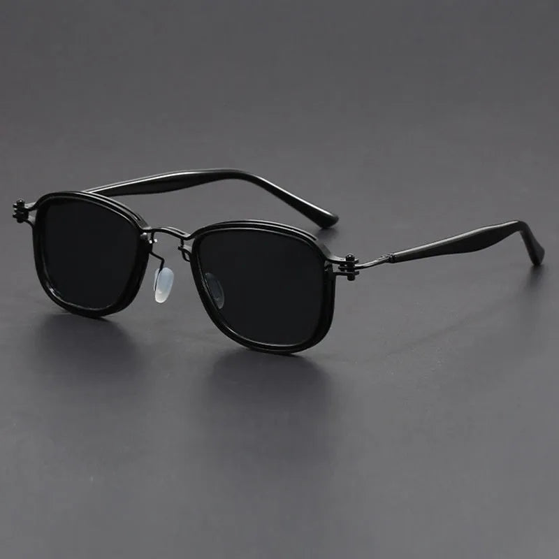 Retro style square frame sunglasses with metal arm details and tinted lenses in a two-tone colour finish.