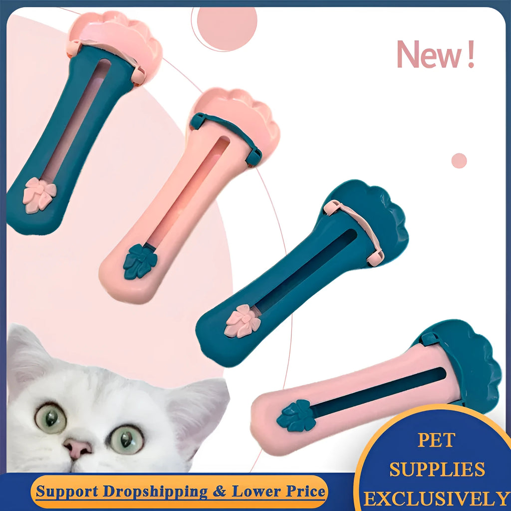 Green pet food scoop with transparent 25 ml chamber and wide handle for dispensing liquid food.