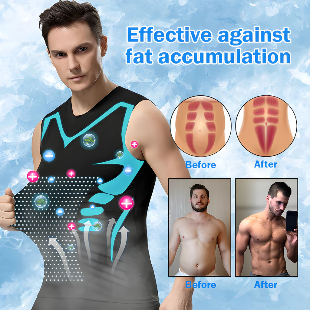 Men's quick-drying breathable slim fit stretch vest in black for running and fitness with flat lay view