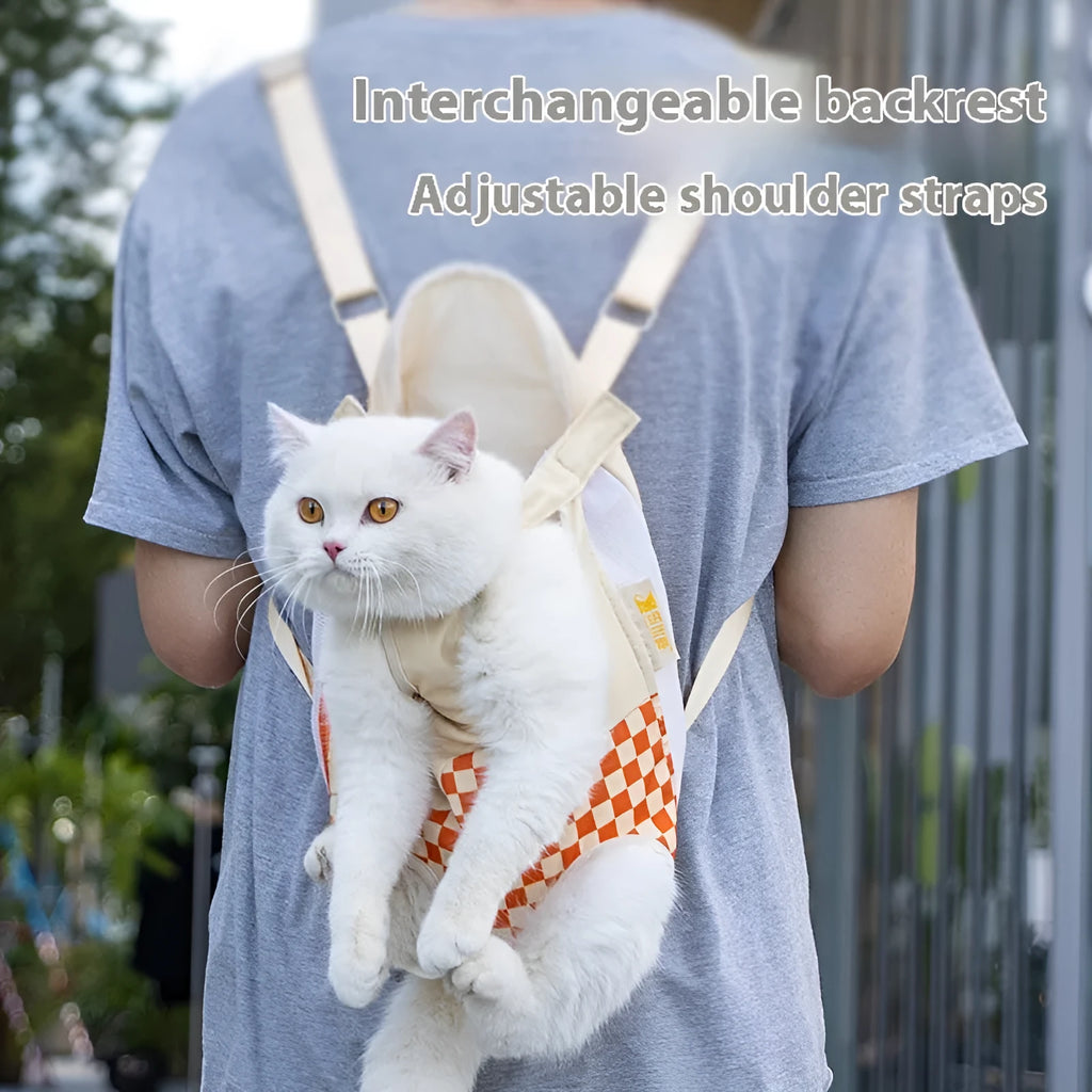 Portable non-woven polyester canvas pet backpack for cats in purple mist grape colour