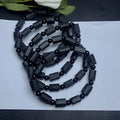 Natural black tourmaline rough stone bracelet unisex 10mm beads Seiko treatment